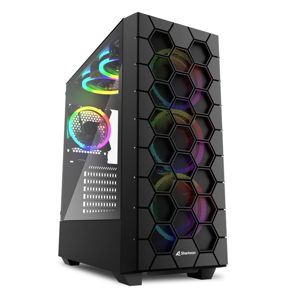 Caja Pc Sharkoon Rgb Hex Atx 2xusb3.0 Sin Fuente Negro