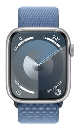 Apple Watch Series 9 Gps 45mm Cellular Caja De Aluminio Plata Correa Deportiva Loop Azul Invierno