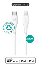 Infinite Usb-C To Lightning - Cable Mfi 2m White. Recycled - Plastic. Super Soft