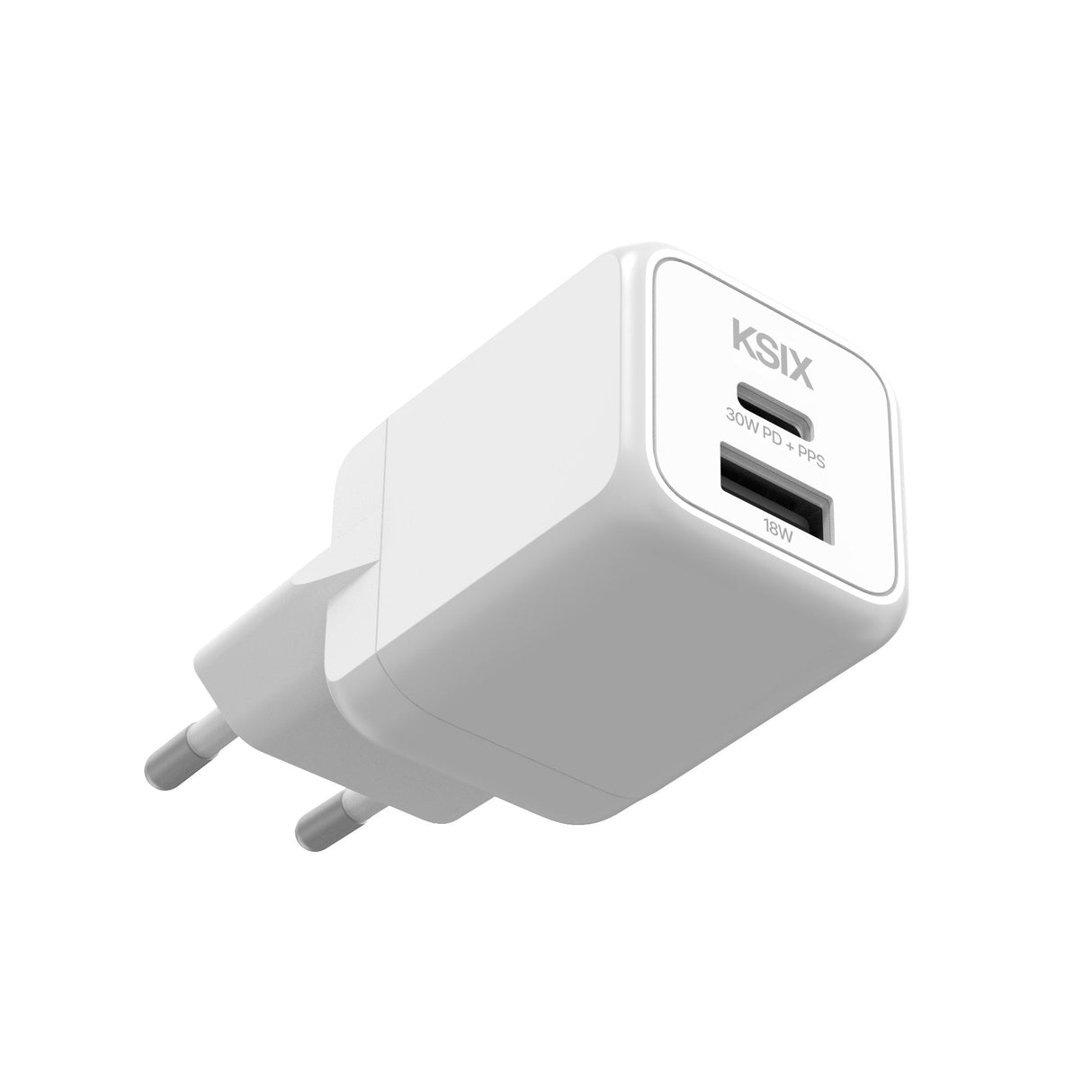 Cargador De Pared Ksix Bcd30ganacb - 30w Gan Pps · Usb Tipo C · Usb · Blanco