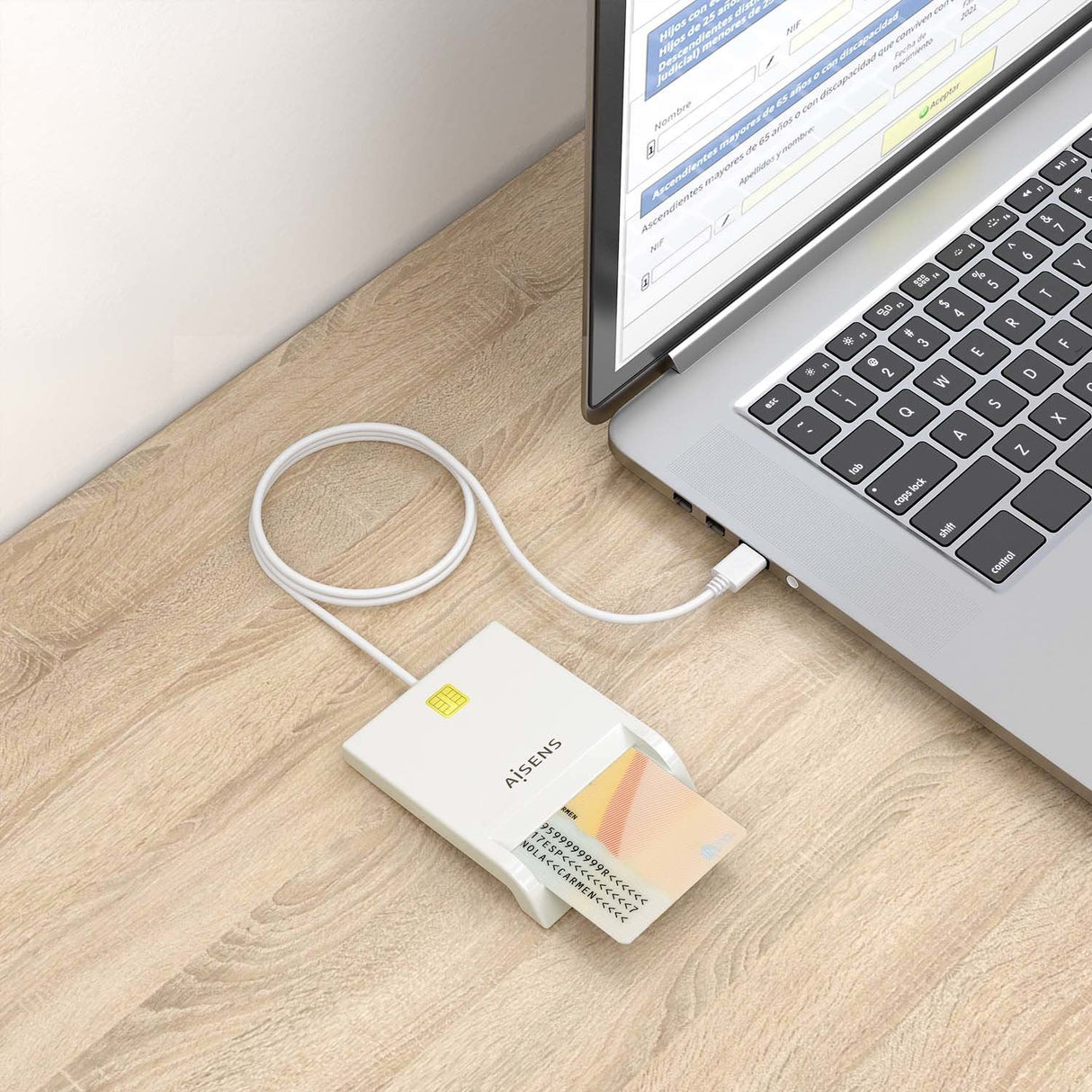 Aisens Lector De Tarjeta Inteligente Dni - Blanco