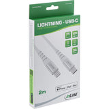 Cable Lightning Inline Usb-C, Para Ipad, Iphone, Ipod, Plateado/Aluminio, 2 M Con Certificación Mfi