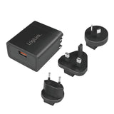 Logilink Usb-A Travel Charger, 18 W, Gan, 1-Port, 1x Usb-A (Qc), Negro