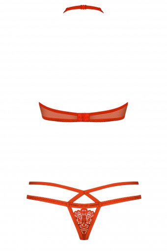 Obsessive 838-Set-3 S/M, Conjunto De Lencería, Rojo, Poliamida, S/M, Monótono
