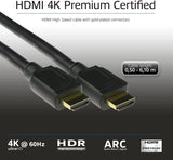 Cable Hdmi 4k Uhd Act Connectivity 2m Macho Macho High Speed Premium Certificado V2.0 Negro