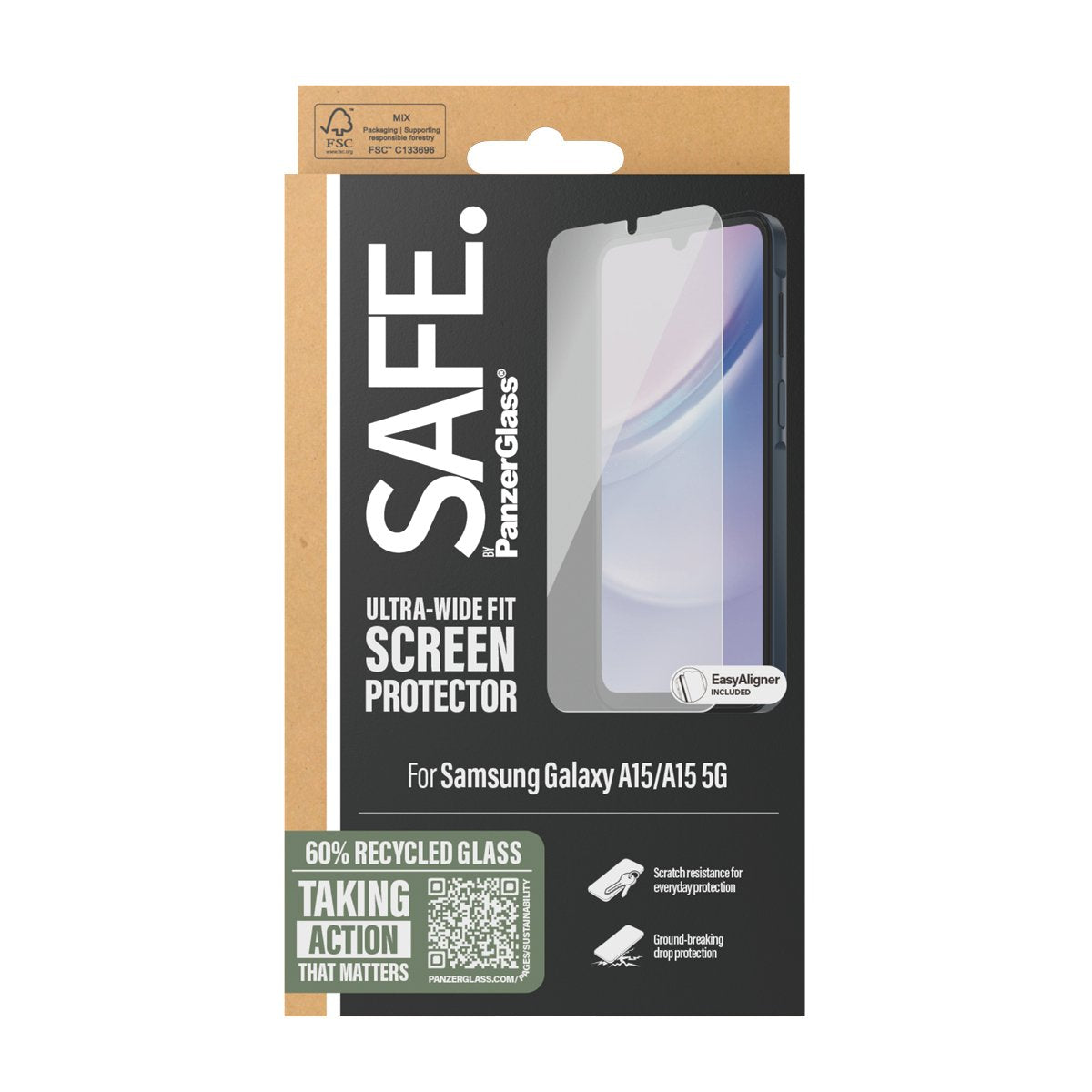 EAN 5711724956782 - PanzerGlass SAFE. by ® Screen Protector by Samsung Galaxy A15 | A15 5G | Ultra-Wide Fit w. EasyAligner Pr imagen 3