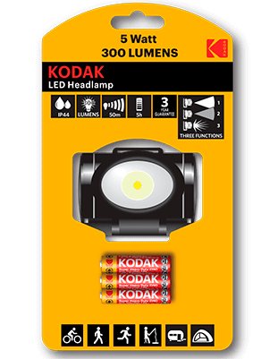 Kodak Headlamp 300 Negro, Rojo Linterna Con Cinta Para Cabeza Led