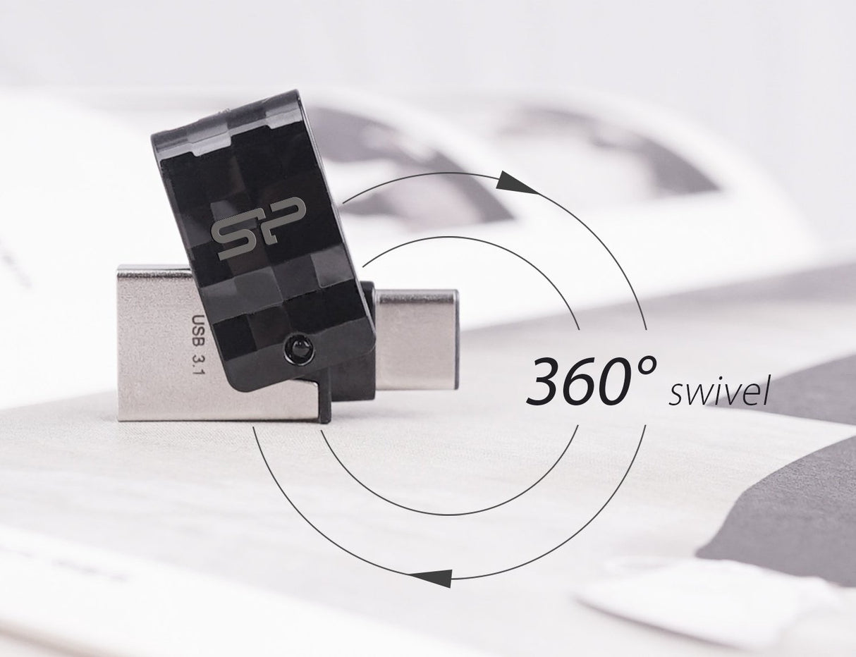 EAN 4712702655957 - Silicon Power Mobile C31 unidad flash USB 64 GB USB Type-A / USB Type-C 3.2 Gen 1 (3.1 Gen 1) Negro, Plat imagen 8