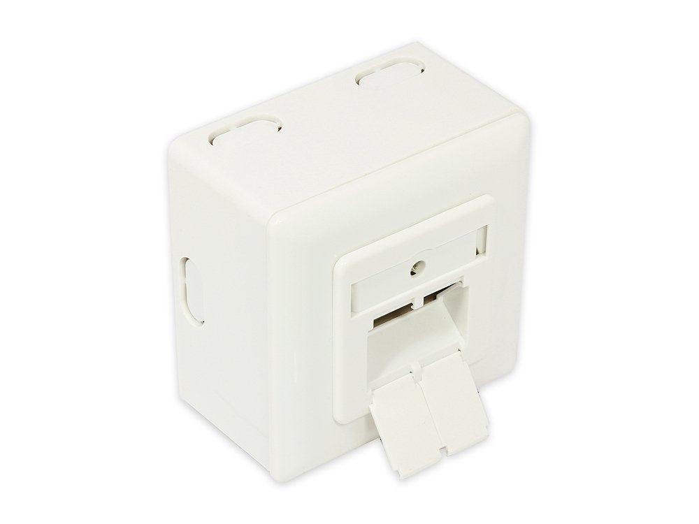 Netzwerkdose Cat. 6, 2xrj45, Geschirmt, Universal Inkl. Aufputzgehäuse, Designfähig, Vertikale Cablezuführung, Perlweiss Ral1013, Good Connections®