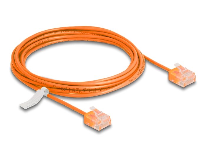 Delock Rj45 Cable De Red Cat.6 Utp Ultra Slim 3 M Naranja Con Kurzen Machon