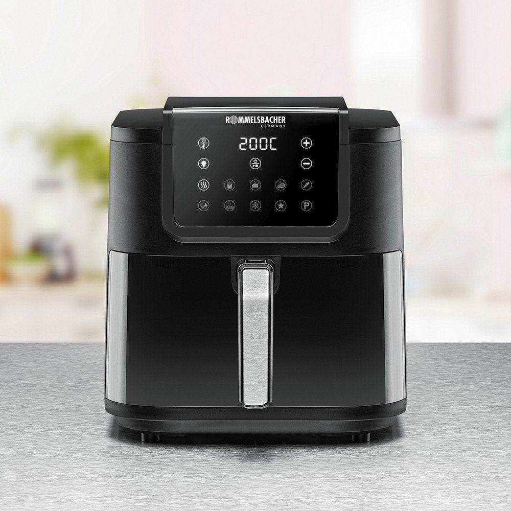 Freidora Rommelsbacher Frh 1700  Sencillo 8 L Independiente 1700 W Freidora De Aire Caliente Negro, Acero Inoxidable