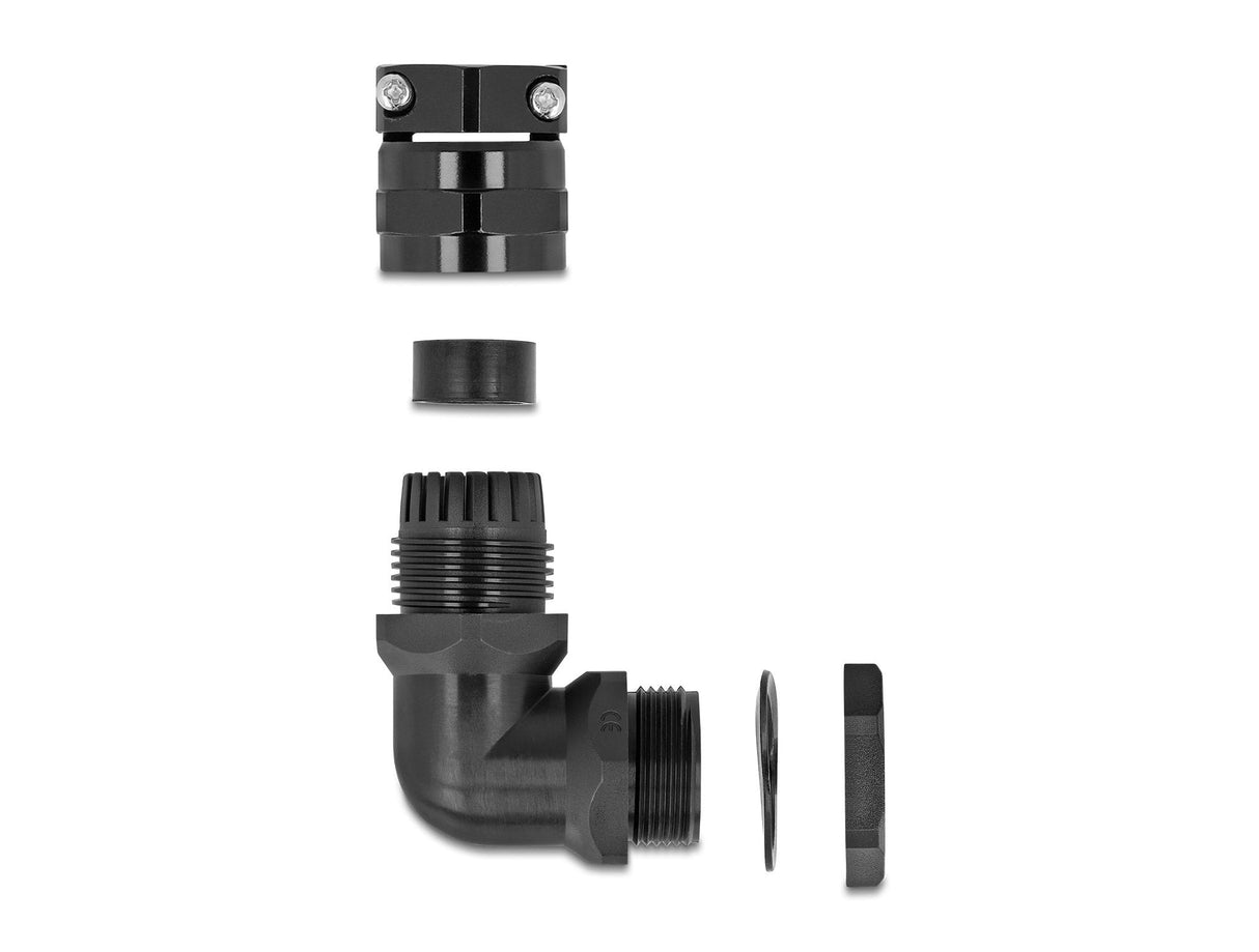 Delock 60595 Prensaestopas Con Alivio De Tensión Y Protección Contra La Flexión Ángulo De 90 ° Pg13,5 Negro