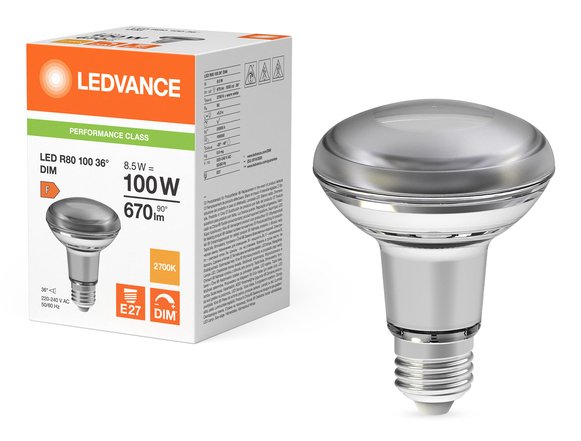 EAN 4099854051258 - Osram LED R80 DIM P lámpara LED Blanco cálido 2700 K 8,5 W E27 F imagen 5