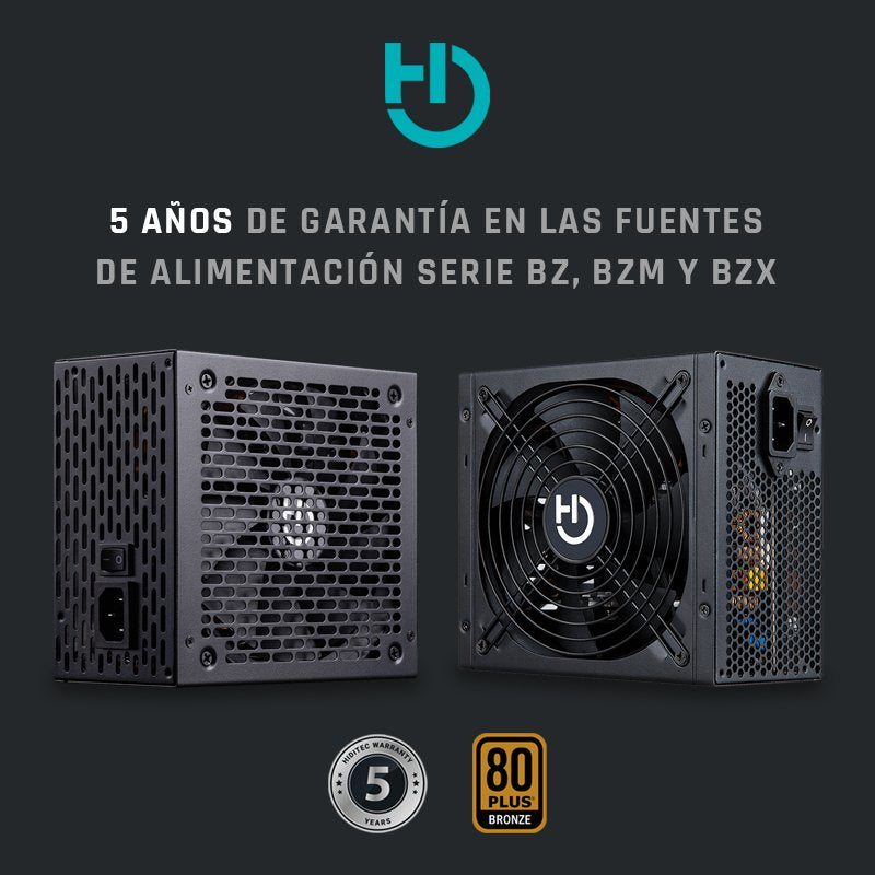 Fuente De Alimentacion Hiditec Gaming Bz-550w Certificado 80 Plus Bronze Pfc Activo Ventil. 14cm Cables 500mm 6xsata 2x6+2pin