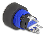 Drucktaster Zum Einbau 22 Mm 5 X Lötanschluss Taster Flach Kunststoff Led Blau