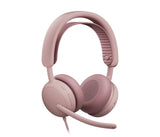 Auricular  Logitech Zone Wired 2 For Business Cableado Cancelación De Sonido Activo Rosa Certificado Para Equipos De Microsoft