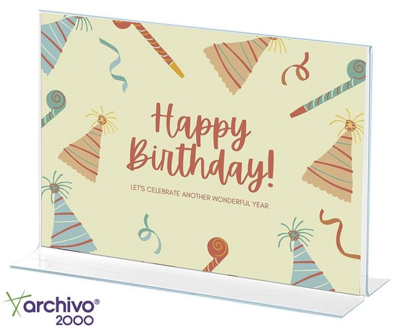 Archivo 2000 Expositor Sobremesa En Forma De T Din A5 Horizontal 75x210x155 Mm Cristal Transparente