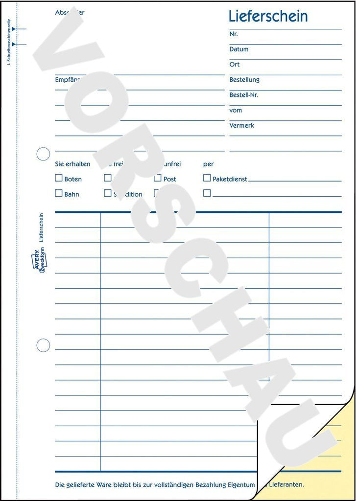 Avery Zweckform Lieferschein - 40 Hoja - A5 (148 X 210 Mm)