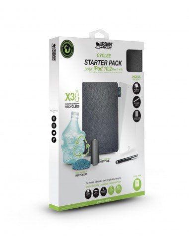 Urban Factory Greenee Pack Funda, Lapiz Y Cristal Templado Para Ipad - 7âª, 8âª Y 9âª Generacion - 10.2" - Ecologico -