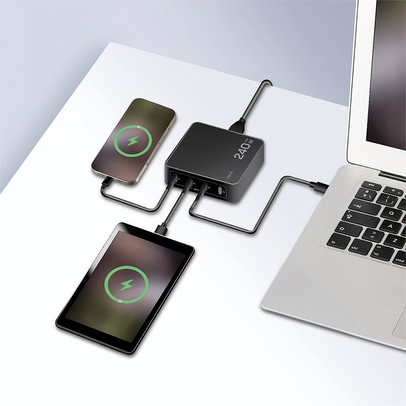 Cargador Usb-C Gan De 240 W, 4 Puertos Usb-C Pd 3.1, 240 W, Inteligente, Negro Logilink