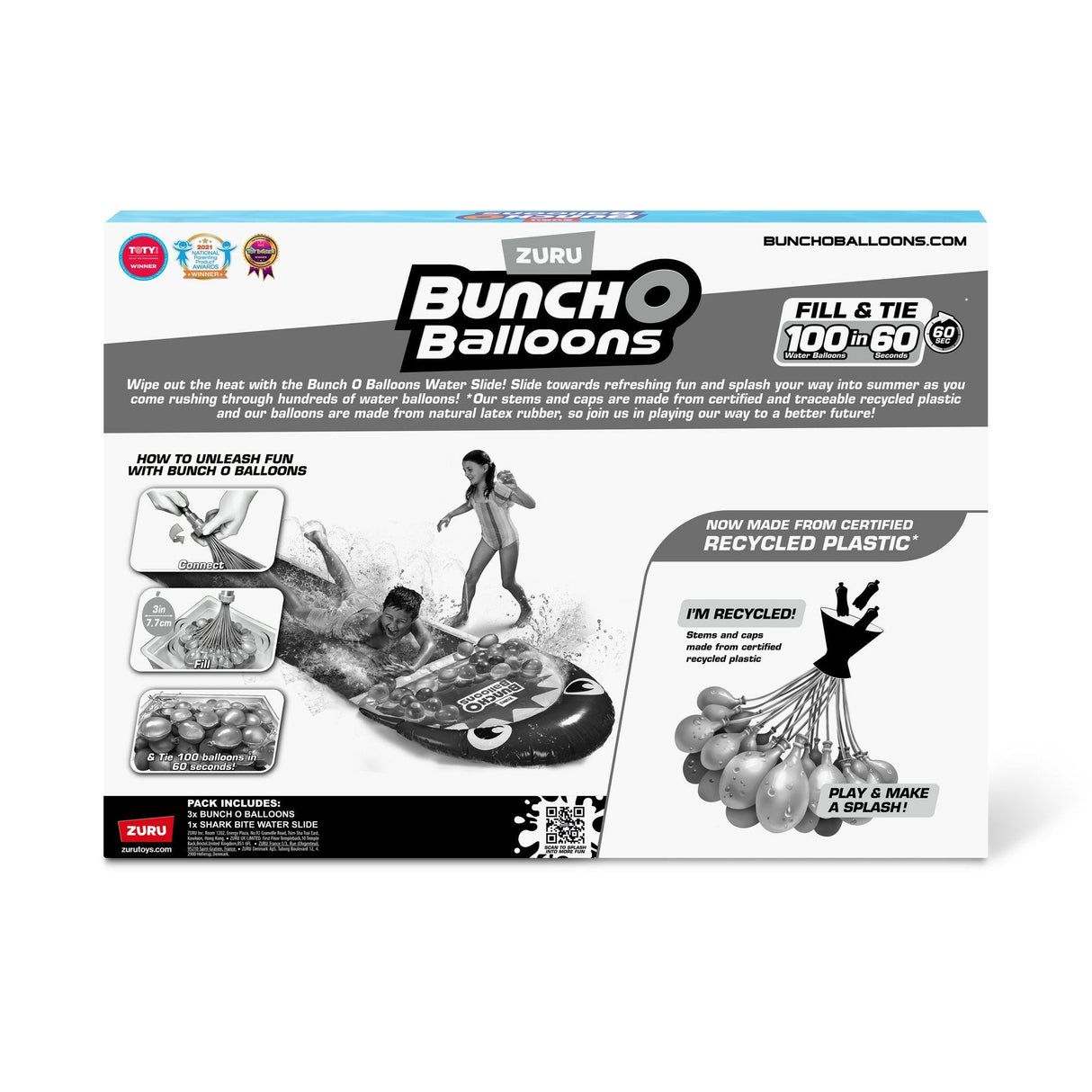 Zuru Bunch O Balloons - Tobogán Acuático De Tiburón Con 100 Globos De Agua, Juguete Acuático 56584