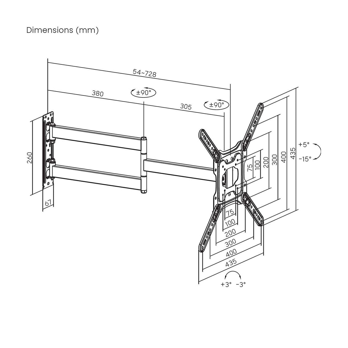 Aisens Soporte Eco Giratorio, Inclinable Y Nivelable Para Monitor/Tv 35kg De 23-65, Negro