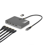 Startech Usb-C Zu 4-Monitor Workstation Adapter 4k 60hz Displayport 140w Pd Passthrough Usb Fur Tastatur Und Raton Taa
