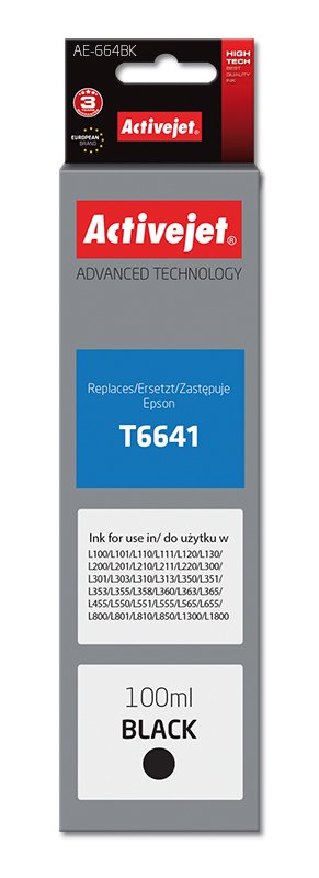EAN 5901443110651 - Activejet AE-664Bk cartucho de tinta 1 pieza(s) Compatible Alto rendimiento (XL) imagen 1