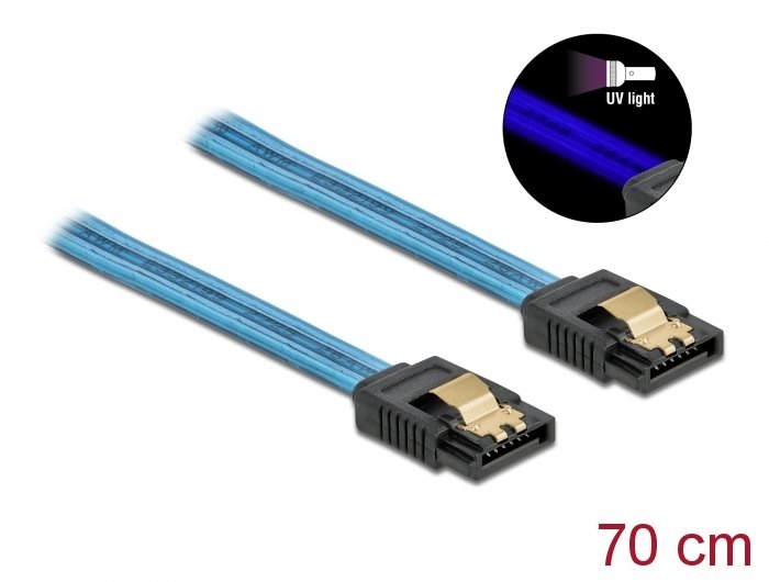 Delock Sata 6 Gb/S Cable Uv Leuchteffekt Aal 70 Cm