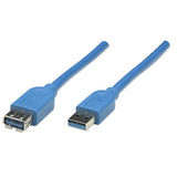 Manhattan Cable De Extensión Usb 2 M, Usb A, Usb A, Usb 3.2 Gen 1 (3.1 Gen 1), Macho/Hembra, Azul
