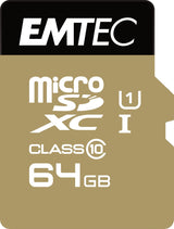 Emtec Micro Sd 64gb Sdxc U1 Cl10 Gold + Ecmsdm64gxc10gp