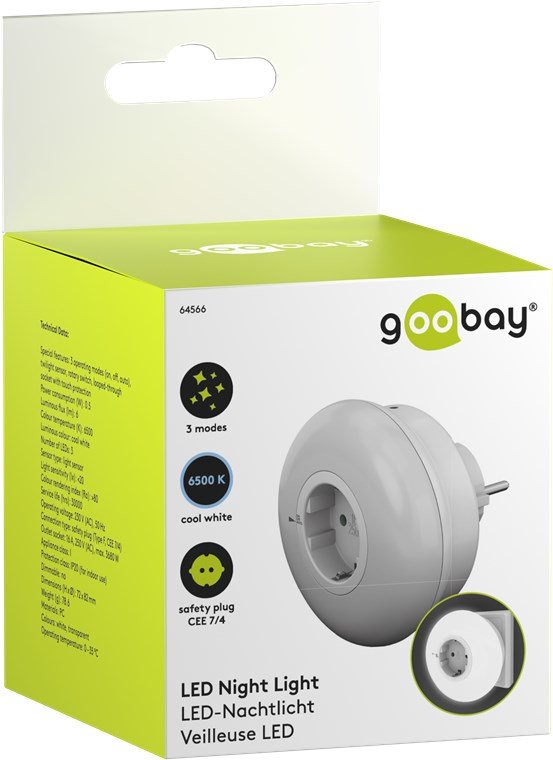 Luz Led Nocturna Enchufable Redonda Goobay