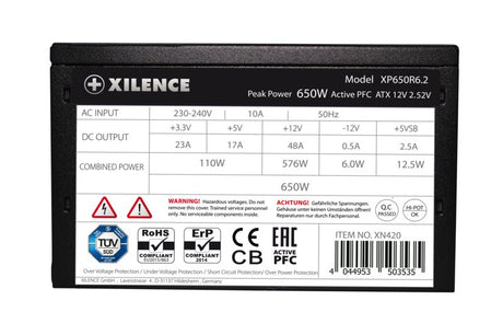 EAN 4044953503559 - Xilence Performance C XP650R6.2 unidad de fuente de alimentación 650 W 20+4 pin ATX ATX Negro imagen 5