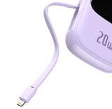 Power Bank  Baseus Qpow 20000mah, Ip, Usb, Usb-C, 20w Z Kablem Ip Fioletowy