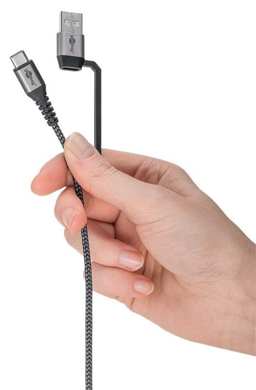 Cable Goobay 2in1 Usb 2m Plateado, Gris Espacial