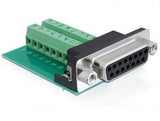 Delock Adaptador Sub-D 15 Pin Juego Puerto Toma> Bloque De Terminales 16 Pin