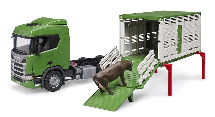 Bruder Scania Super 560r Camión De Transporte De Animales, Modelo De Vehículo Con 1 Ganado 3548