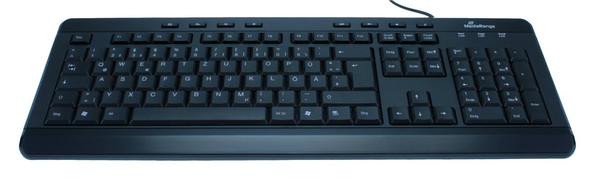 Mediarange Tastatur Multimedia Keyboard Black 8 Sondertasten