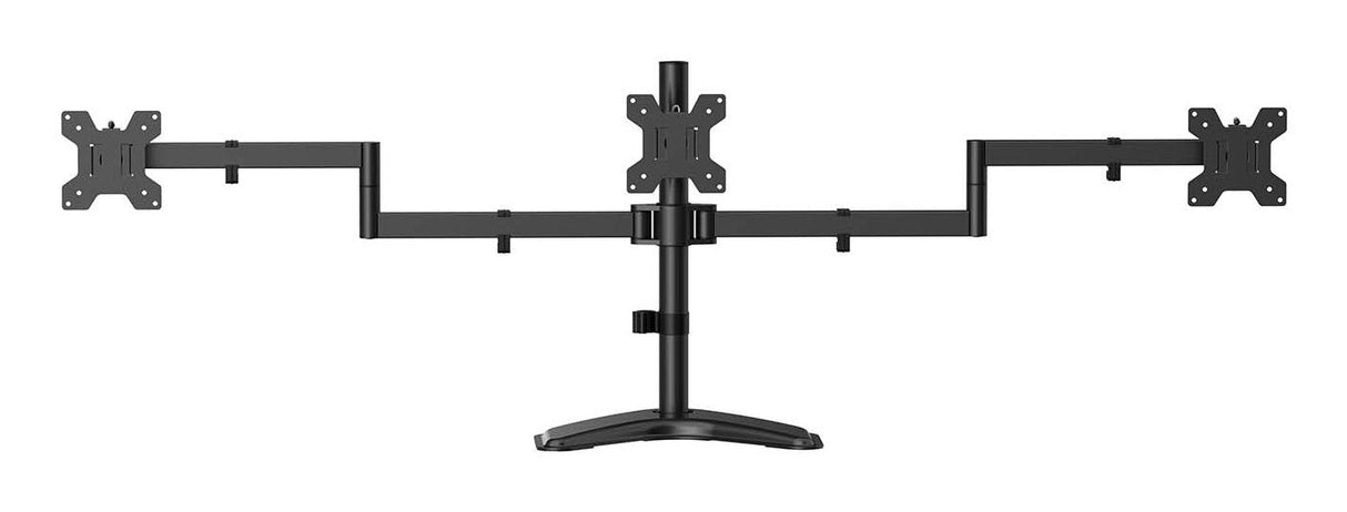 Aisens Soporte De Mesa Con Peana Eco Giratorio E Inclinable Para 3 Monitores 10kg (3 Pivotes, 2 Brazos) De 13-27, Negro