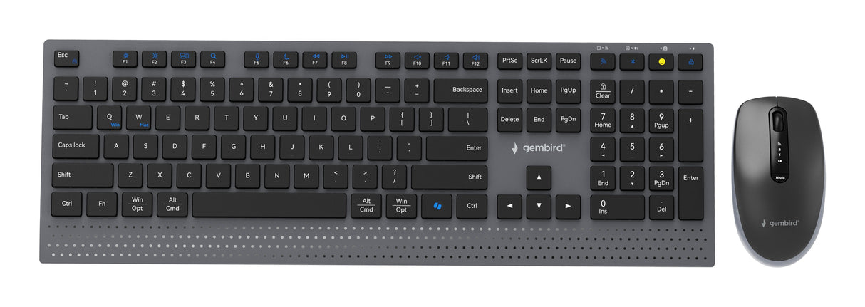 Gembird Dual-Mode Slim Wireless Desktop Set 2.4g+Bt Us Layout