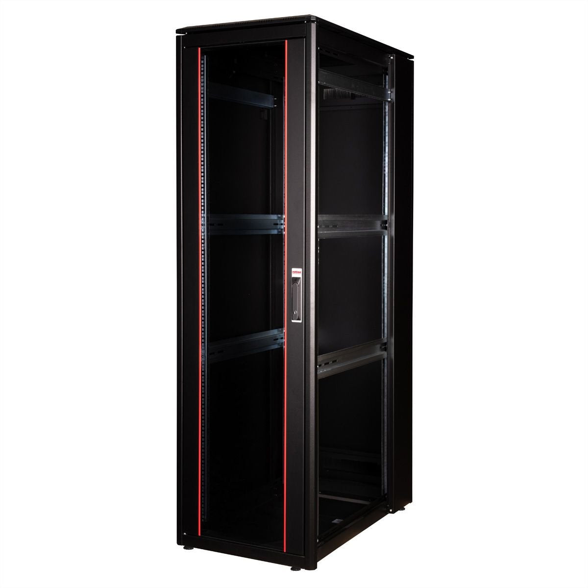 Roline 19-Zoll Netzwerkschrank Pro 42 He, 600x1000 Bxt Glastr Schwarz