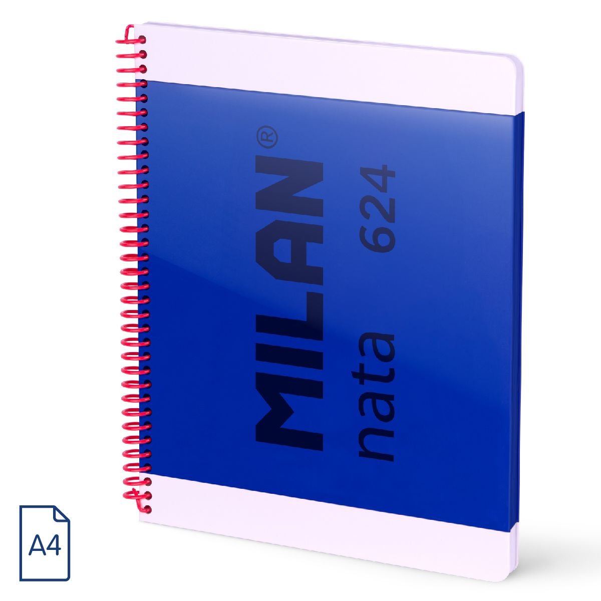 Milan Cuaderno Espiral A4 80h 95gr 5x5mm Tapa Dura Colección Nata® 624 Since 1918 Azul