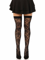 Leg Avenue - Medias Red Rosas Silvestres Negro