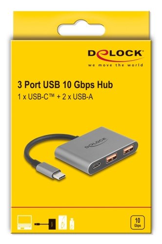 EAN 4043619643370 - DeLOCK 64337 hub de interfaz USB 3.2 Gen 2 (3.1 Gen 2) Type-C 10000 Mbit/s Gris imagen 3
