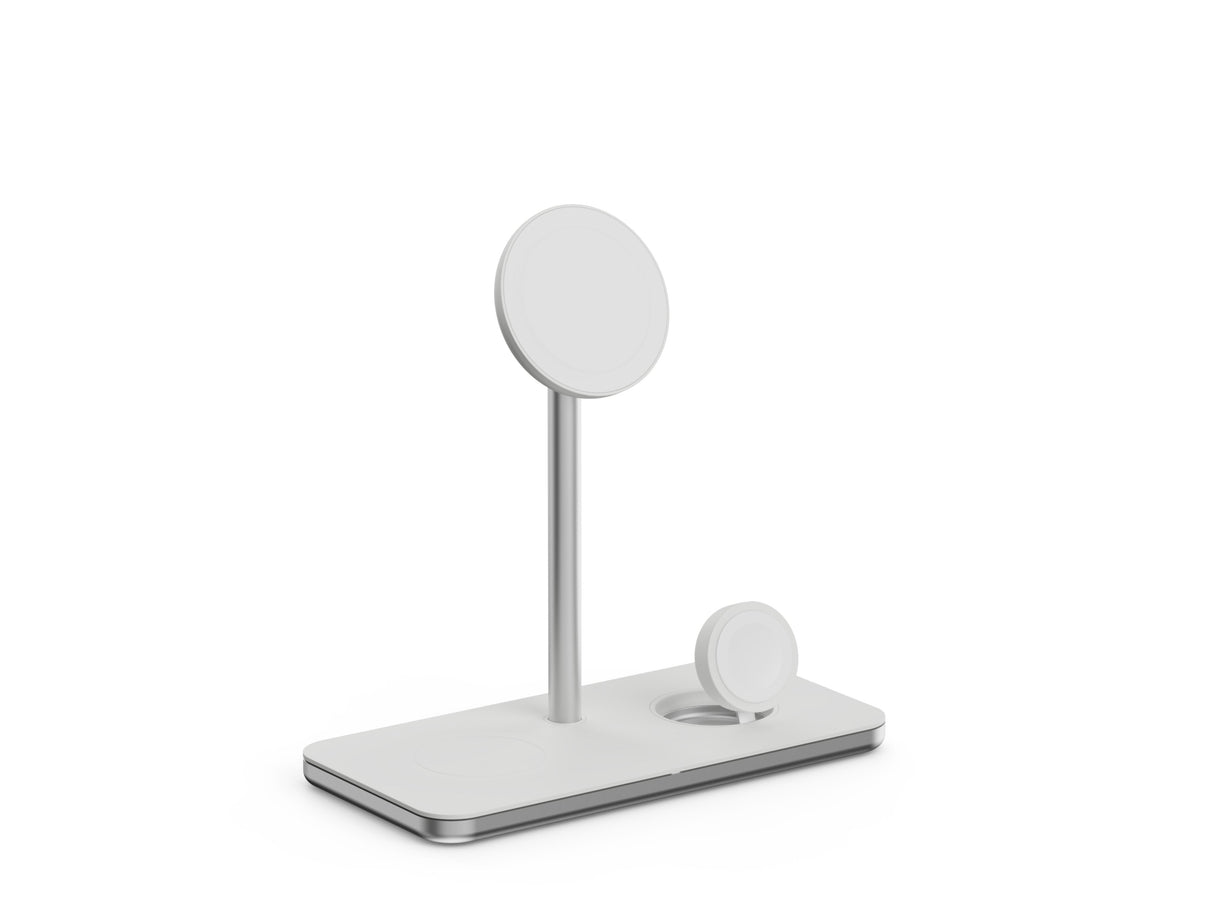 Soporte Base De Carga Inalambrico 3en1 Magsafe Plata Linq Carga Magnética Qi2/ Certificación Mfi Para Apple Watch