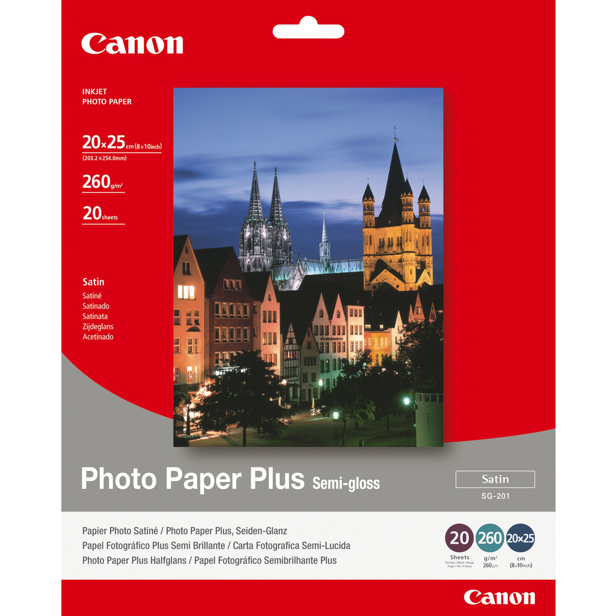 Papel Canon Foto Sg-201 1686b018 8x10/ 20 Hojas/ Semisatinado