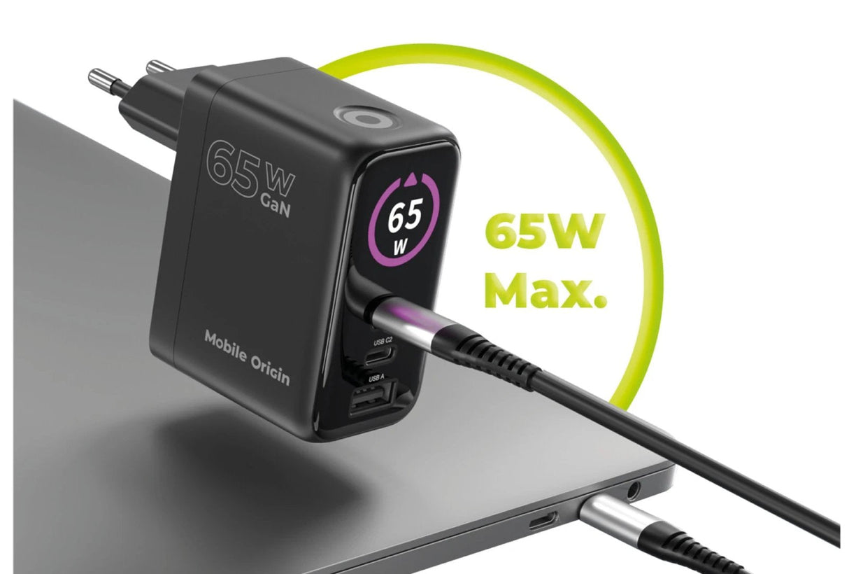 Mobile Origin 65w Gan Charger Pw20 2x Usb-C + Usb-A
