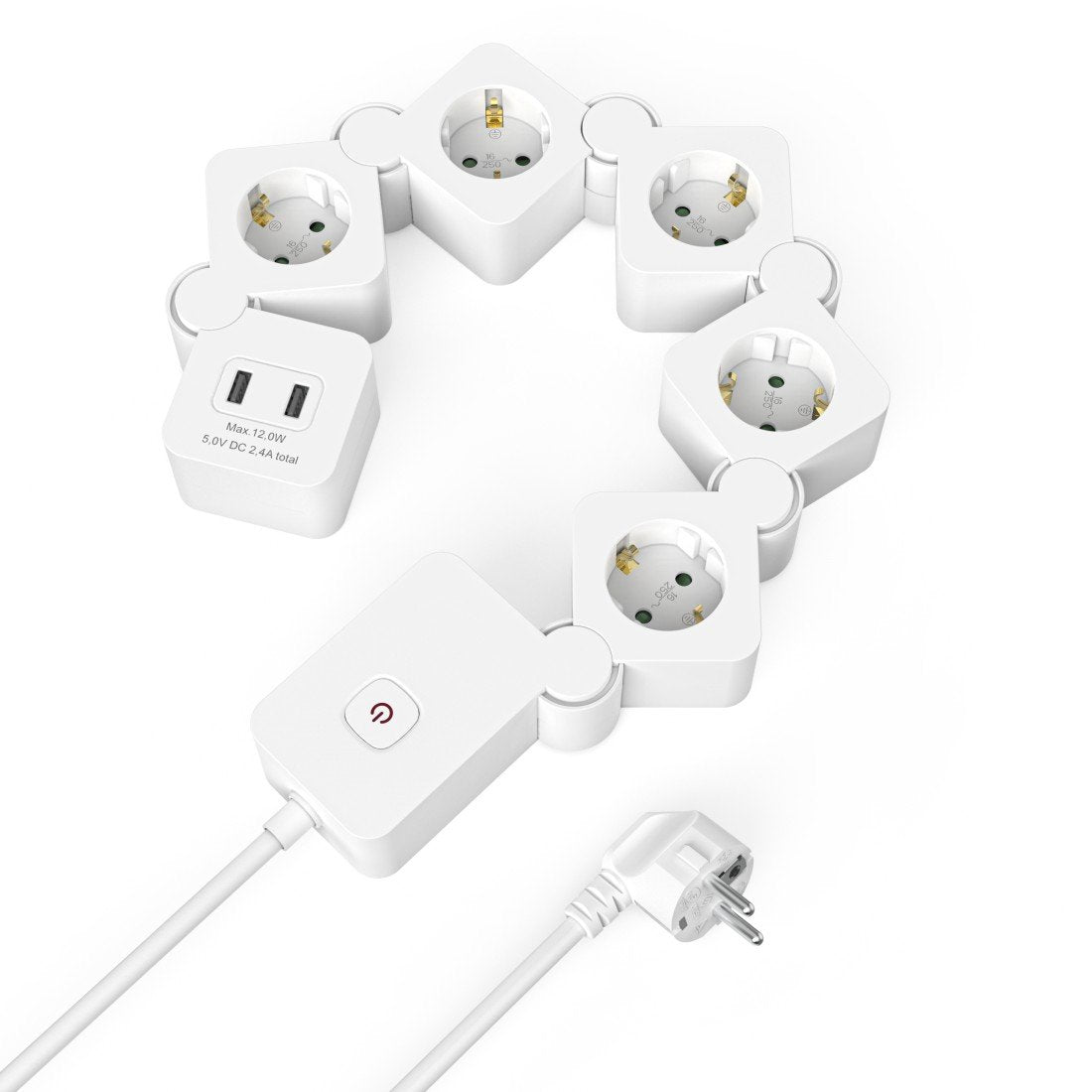 Hama Home Regleta 5 Tomas 2xusb Interruptor 1,4m Flexible Blanco
