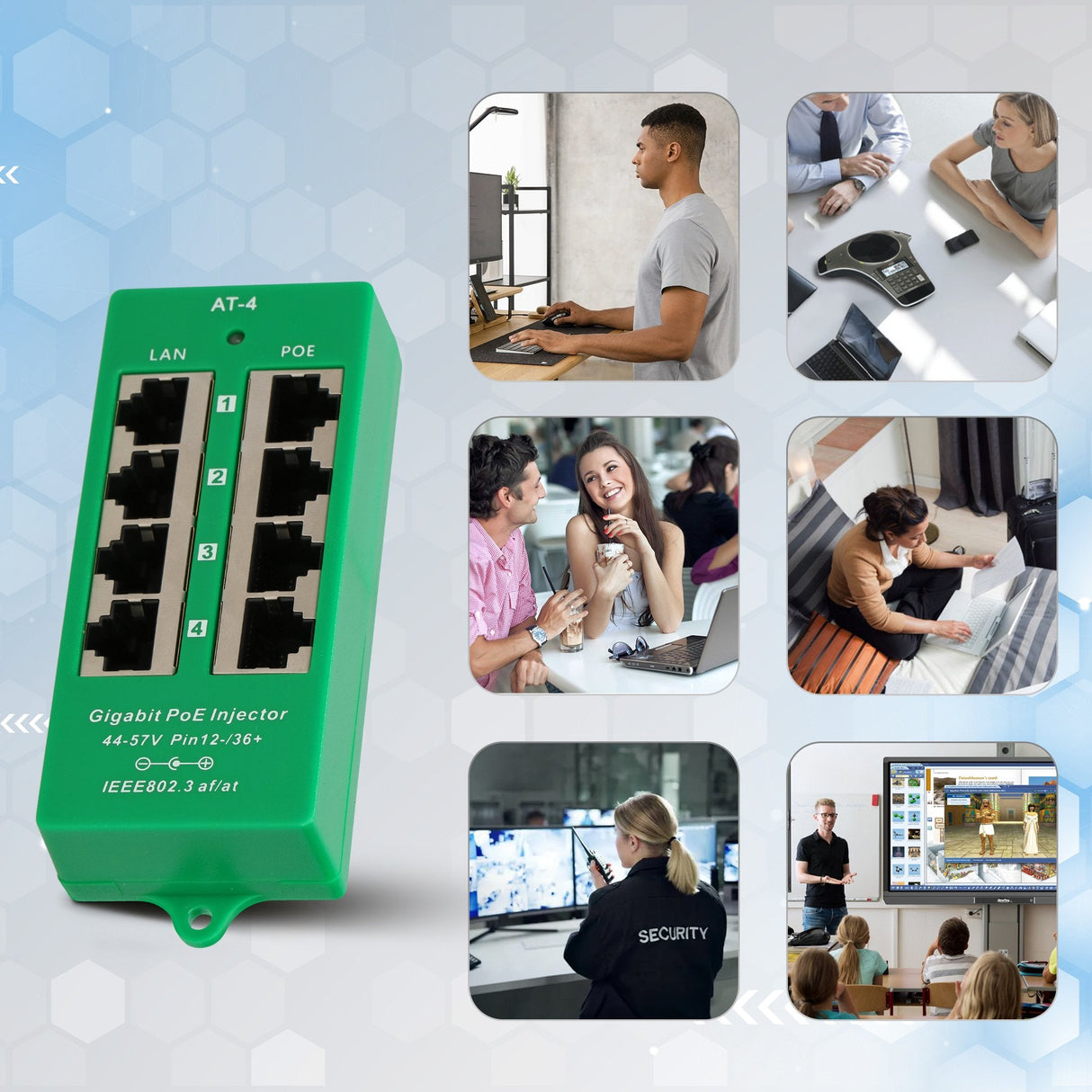 Extralink Active Poe Injector 4 Port Gigabit 802.3at/Af Mode A
