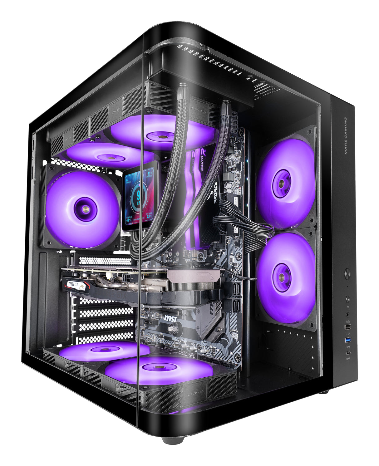 Caja Semitorre Atx Mc-Curv Negro Mars Gaming Atx/ 1xusb 3.0, 1xusb2.0, 1xusb-C/ 2x 3.5'' Hdd + 1x 2.5'' Ssd/